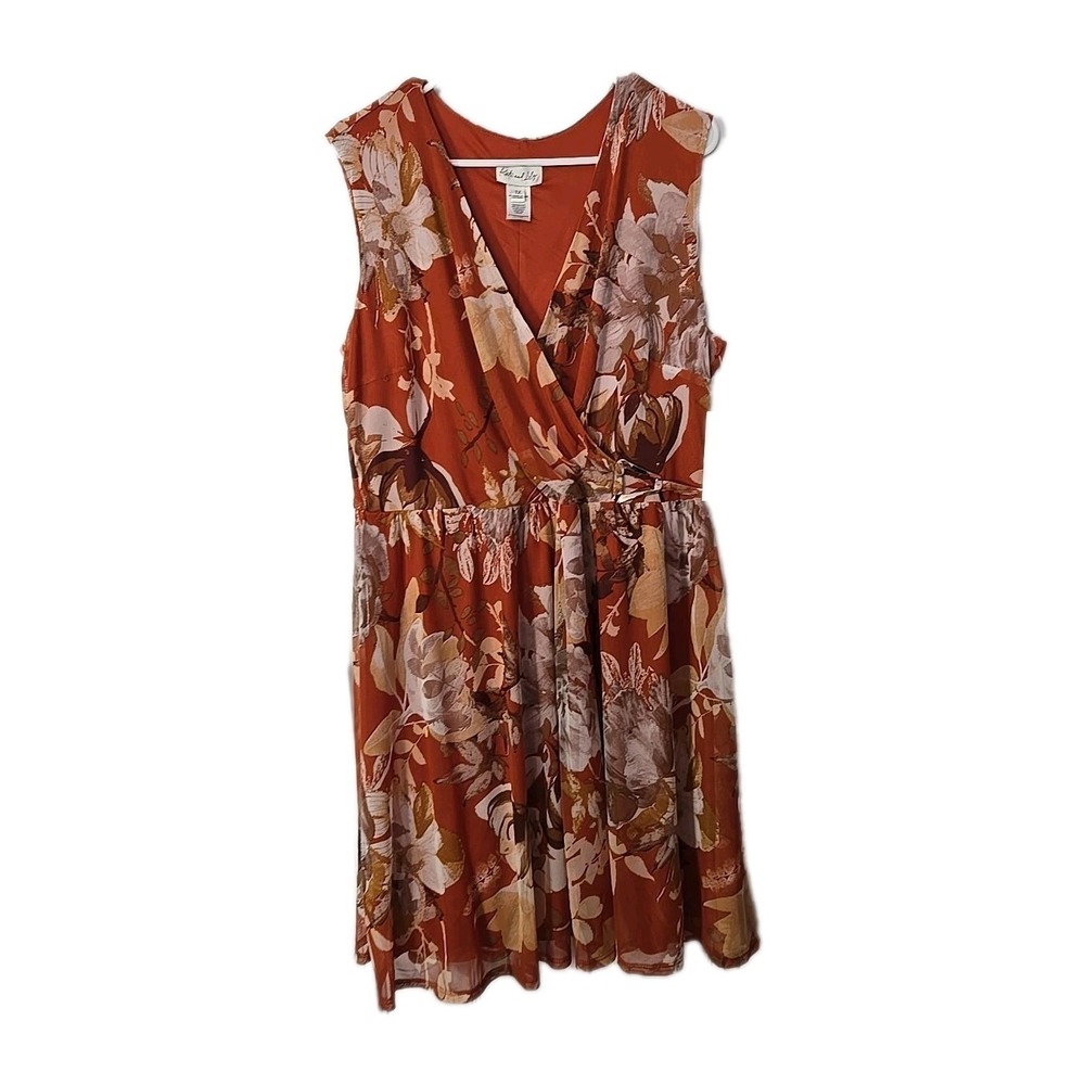 Kate And Lily Sleeveless Dress Size 1X V Neck, Florial NWT